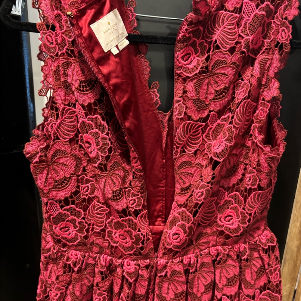 Kate Spade Vibrant Red Floral Lace Dress - Picture 5 of 5